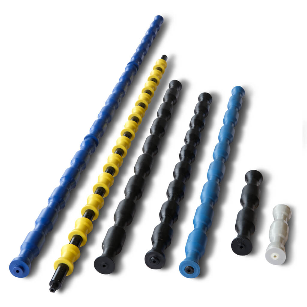 DPI molded rollers used for components in replacement conveyor idlers, rollers molded from UHMW, used in timber industries, mining, food processing, etc.