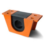 Diversified Plastics' long-lasting steel capped split pillow block bearing used in mining, agriculture, forest industry
