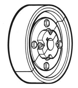 Diversified Plastics' Carry-Over Wheel for Forest Industry urethane coated carry-over-wheel, wood products industry for board carry-over applications between chain runs.