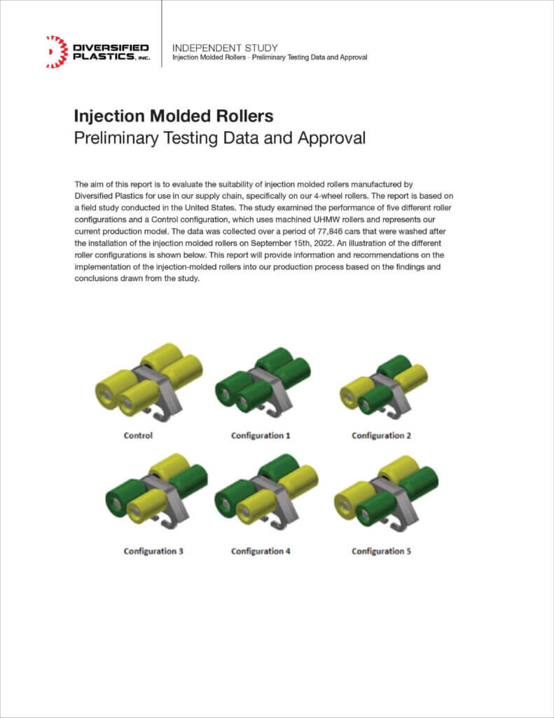 Injection Molded Rollers - Preliminary Testing Data & Approval report